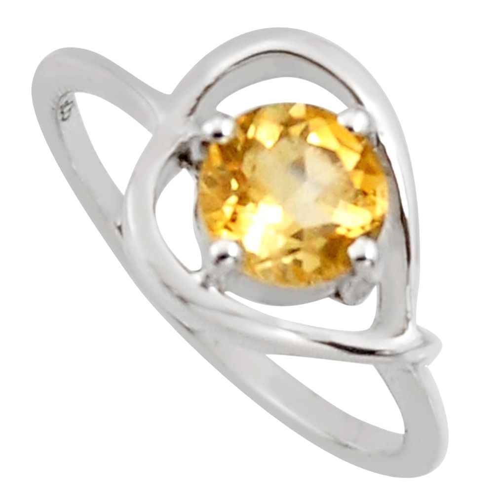1.49cts natural yellow citrine 925 sterling silver solitaire ring size 5.5 r6465