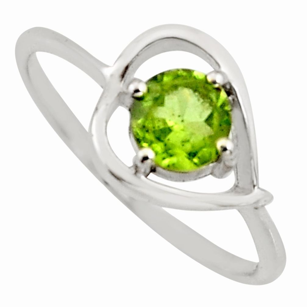 1.47cts natural green peridot 925 sterling silver solitaire ring size 8.5 r6466