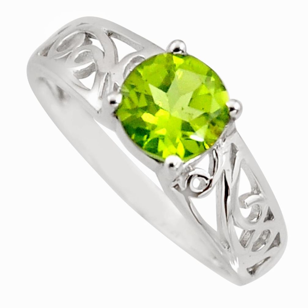 2.10cts natural green peridot 925 sterling silver solitaire ring size 7.5 r6468
