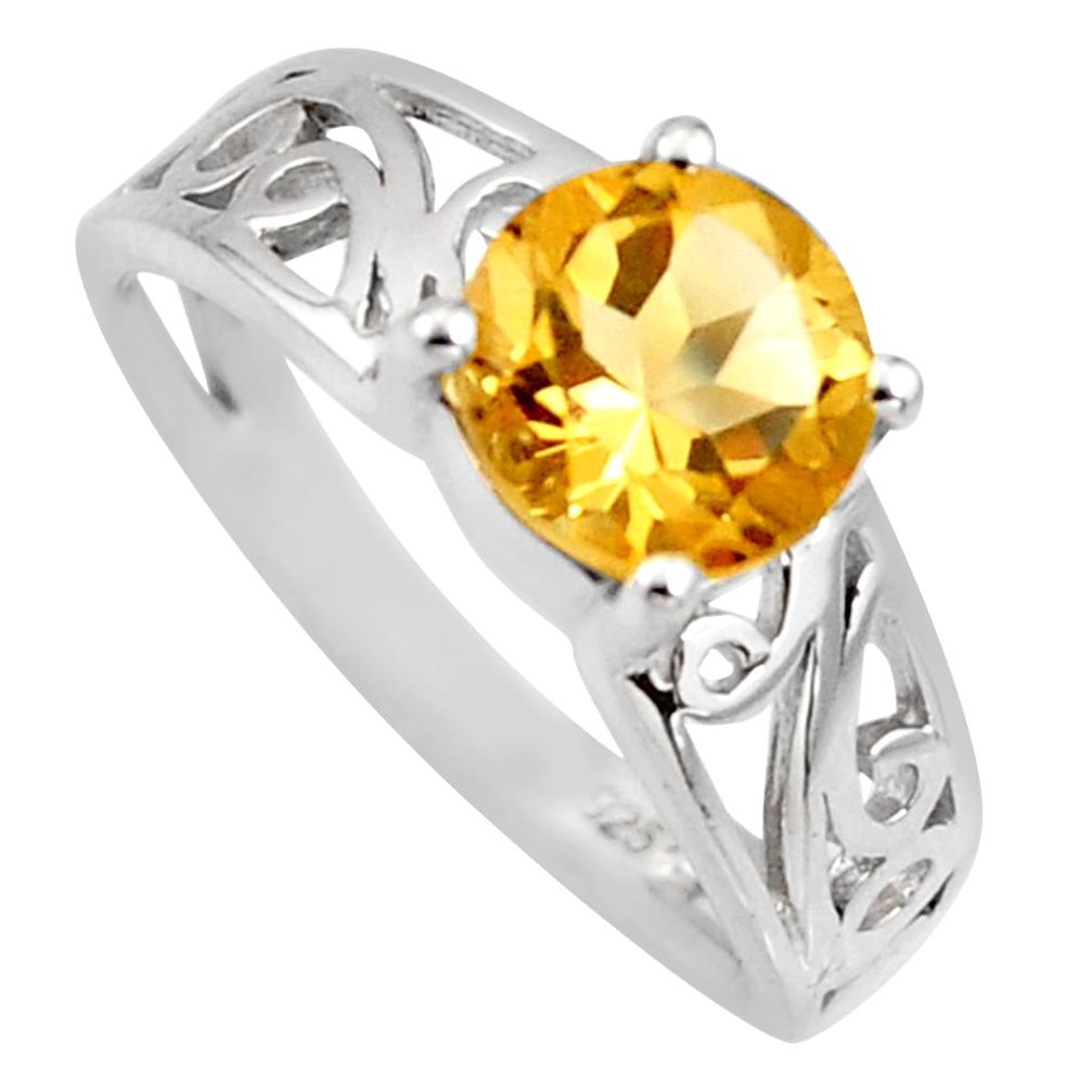 925 sterling silver 2.27cts natural yellow citrine solitaire ring size 5.5 r6469