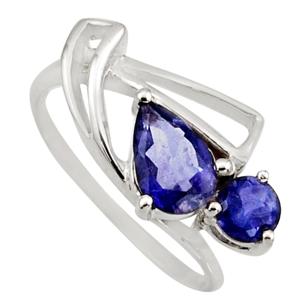 2.22cts natural blue iolite 925 sterling silver ring jewelry size 6 r6473