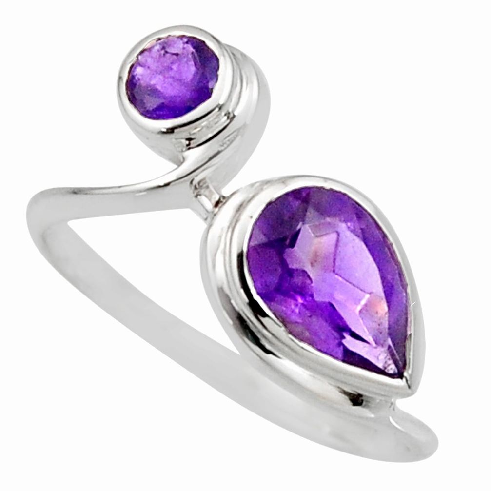 925 sterling silver 2.96cts natural purple amethyst ring jewelry size 7.5 r6476