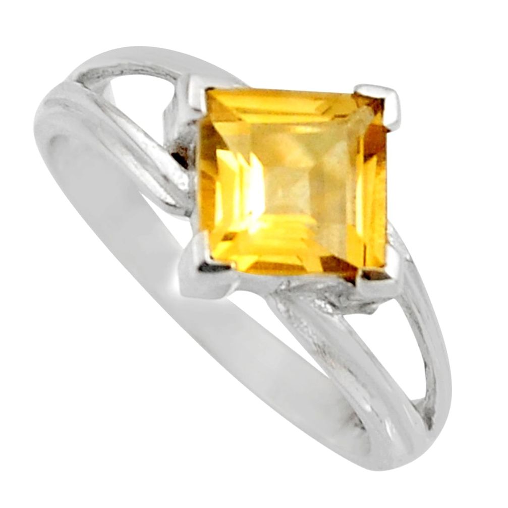 2.72cts natural yellow citrine 925 sterling silver solitaire ring size 6.5 r6480