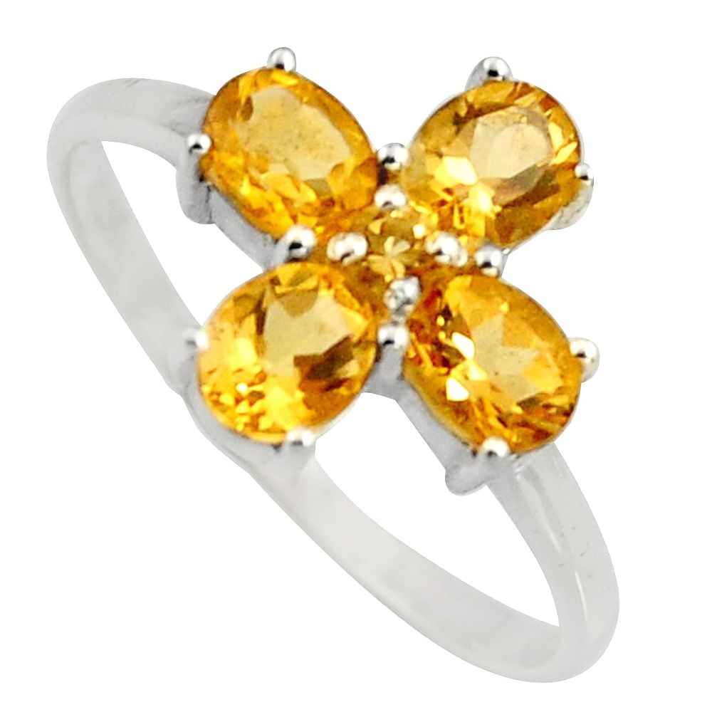 925 sterling silver 3.71cts natural yellow citrine oval ring size 5.5 r6492