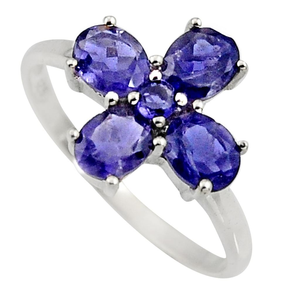 4.09cts natural blue iolite 925 sterling silver ring jewelry size 7.5 r6500