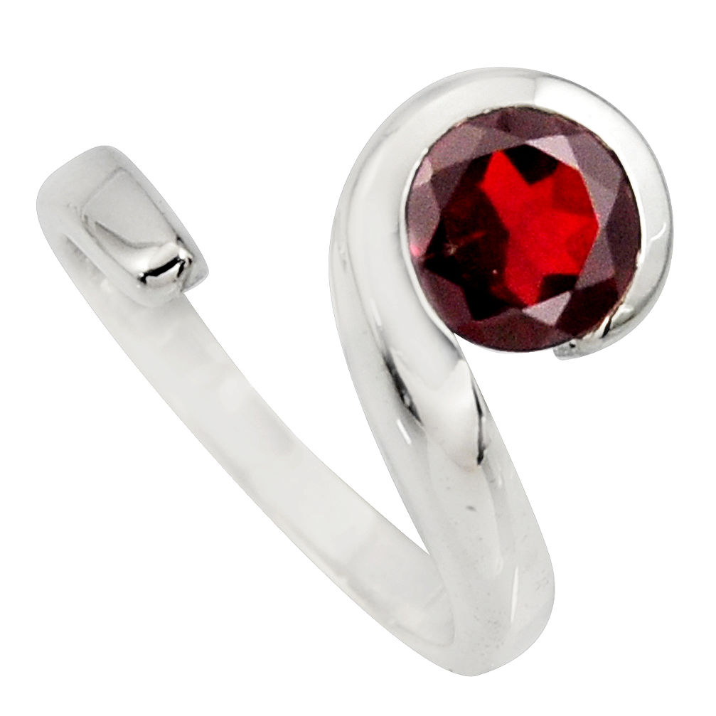2.41cts natural red garnet 925 sterling silver adjustable ring size 6 r6509