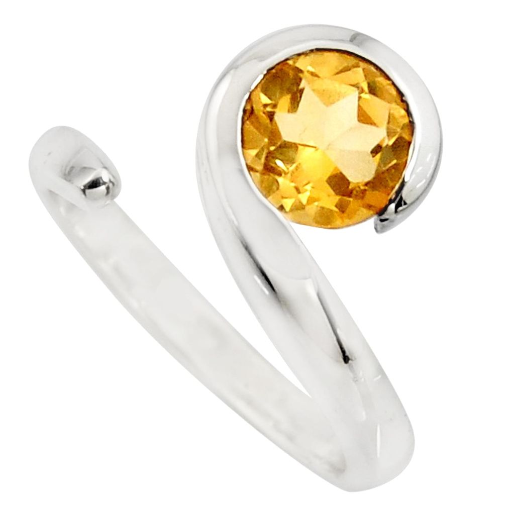 2.33cts natural yellow citrine 925 sterling silver adjustable ring size 6 r6510