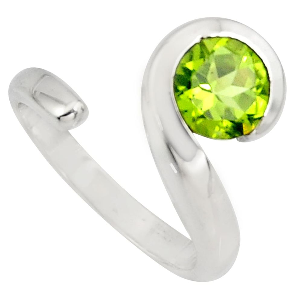 2.41cts natural green peridot 925 sterling silver adjustable ring size 7.5 r6515