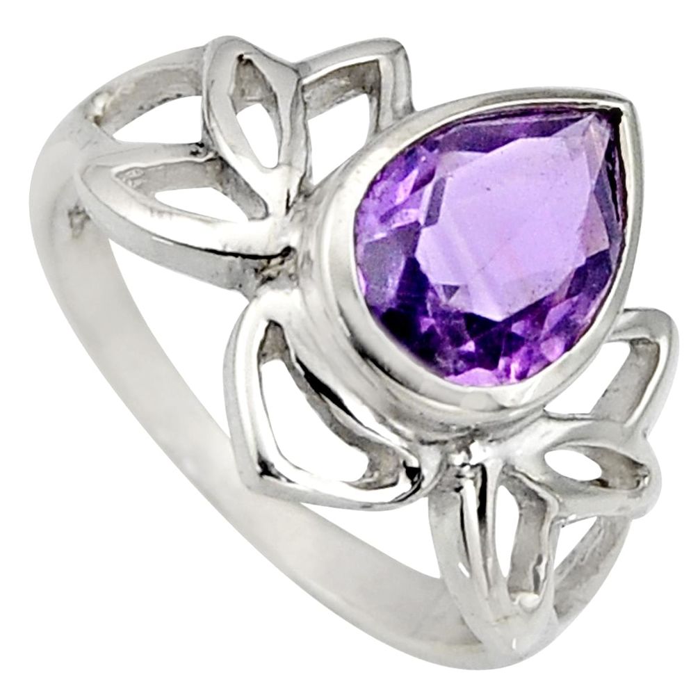 2.28cts natural purple amethyst 925 silver solitaire ring jewelry size 6 r6523