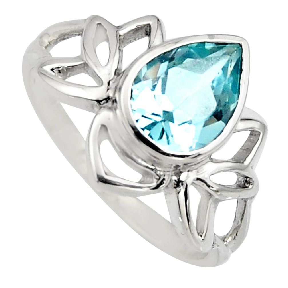 2.43cts natural blue topaz 925 sterling silver solitaire ring size 8 r6527
