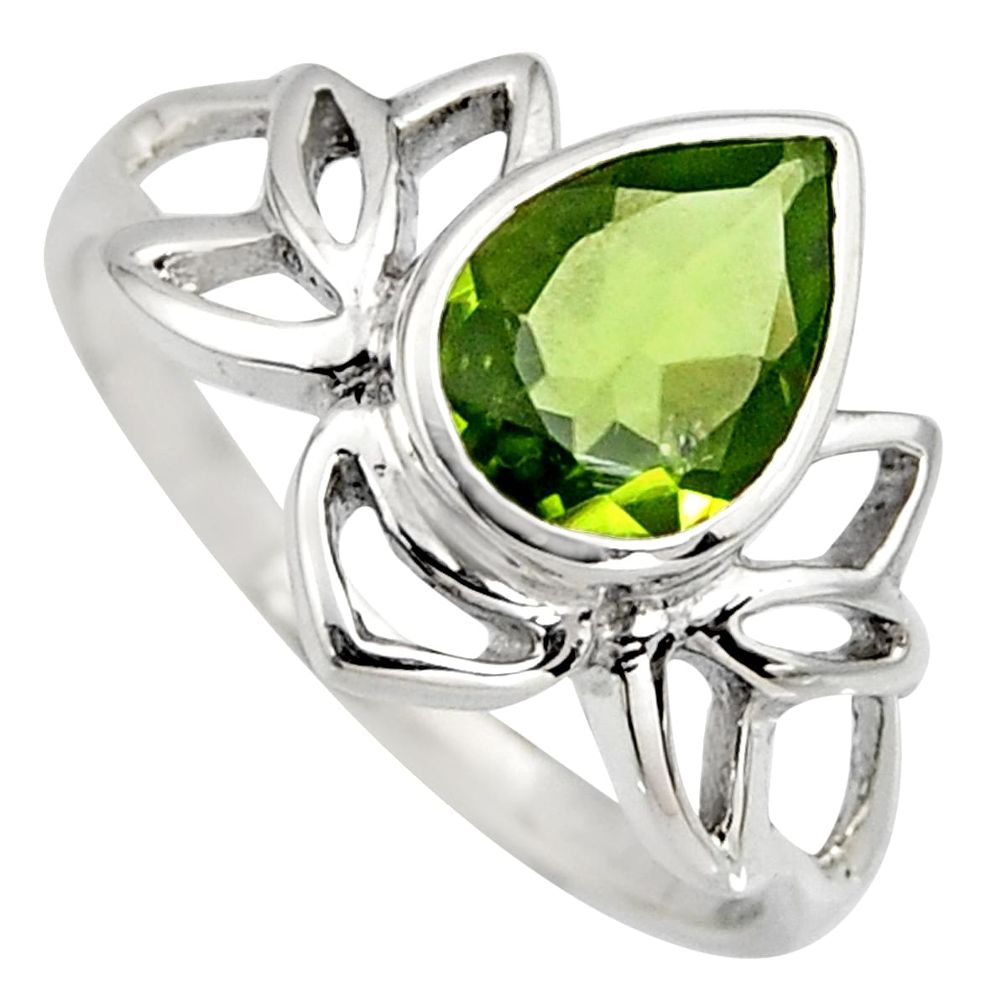 2.44cts natural green peridot 925 sterling silver solitaire ring size 8 r6530