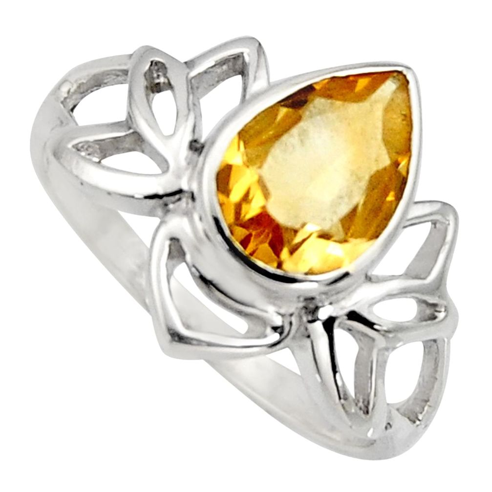 2.43cts natural yellow citrine 925 sterling silver solitaire ring size 8 r6534
