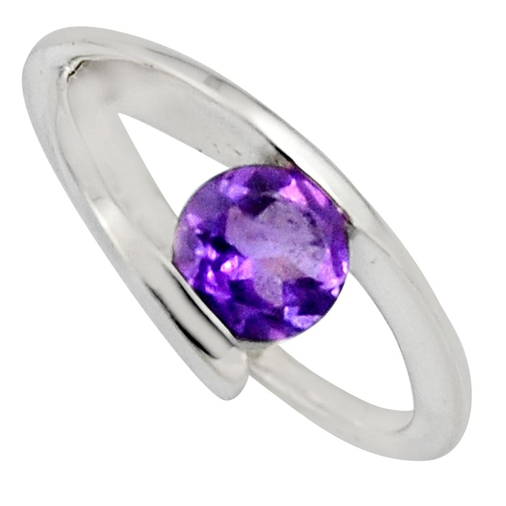 1.39cts natural purple amethyst 925 silver solitaire ring jewelry size 5.5 r6541