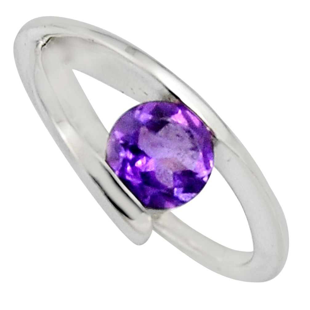 1.56cts natural purple amethyst 925 silver solitaire ring jewelry size 9 r6542