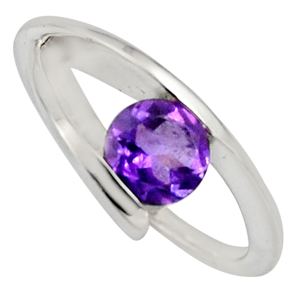 1.56cts natural purple amethyst 925 silver solitaire ring jewelry size 7.5 r6543