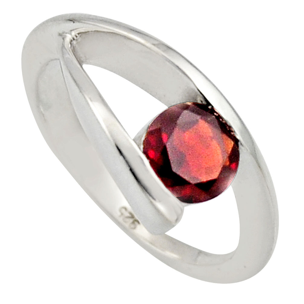 1.56cts natural red garnet 925 sterling silver solitaire ring size 5.5 r6555