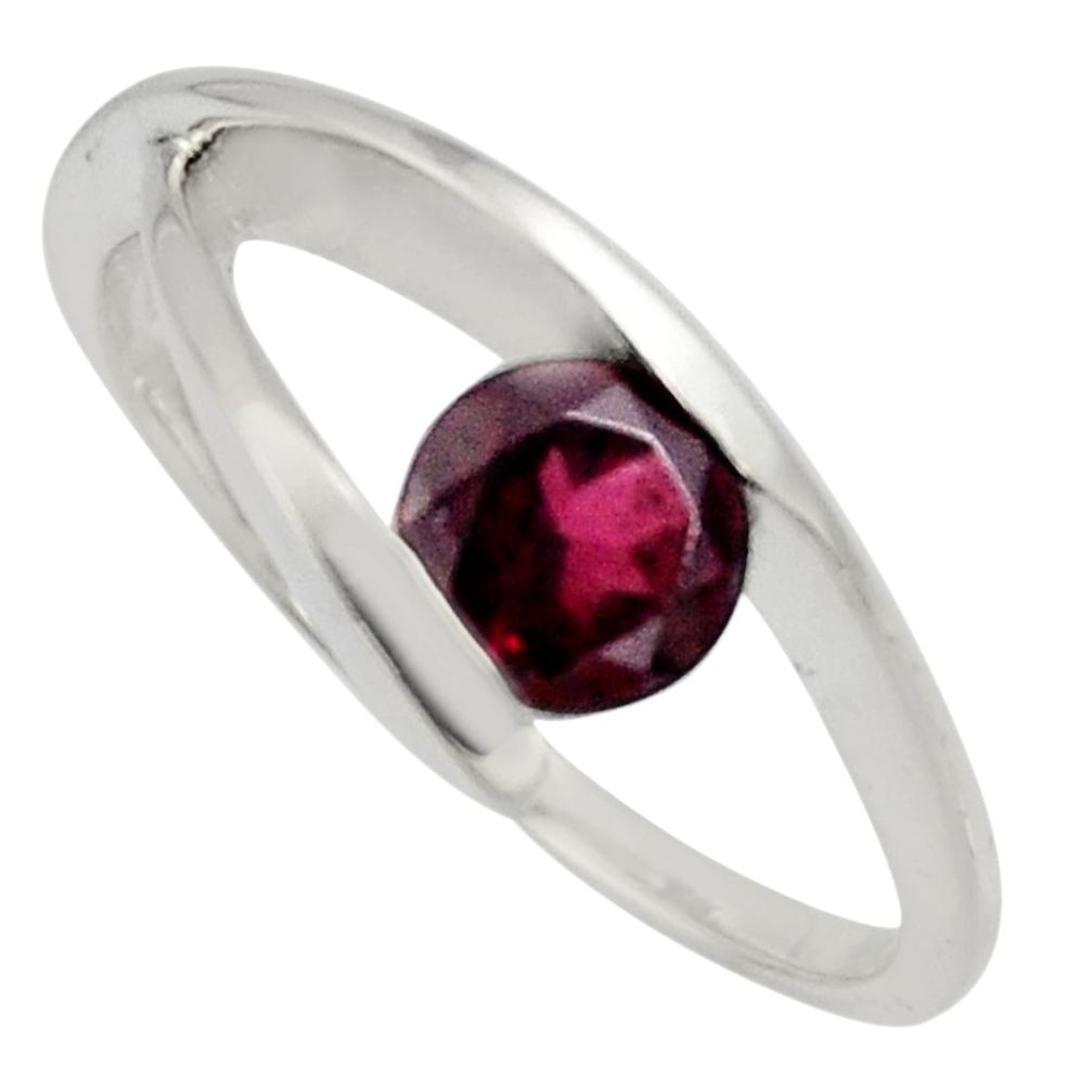 925 sterling silver 1.56cts natural red garnet solitaire ring size 7.5 r6557