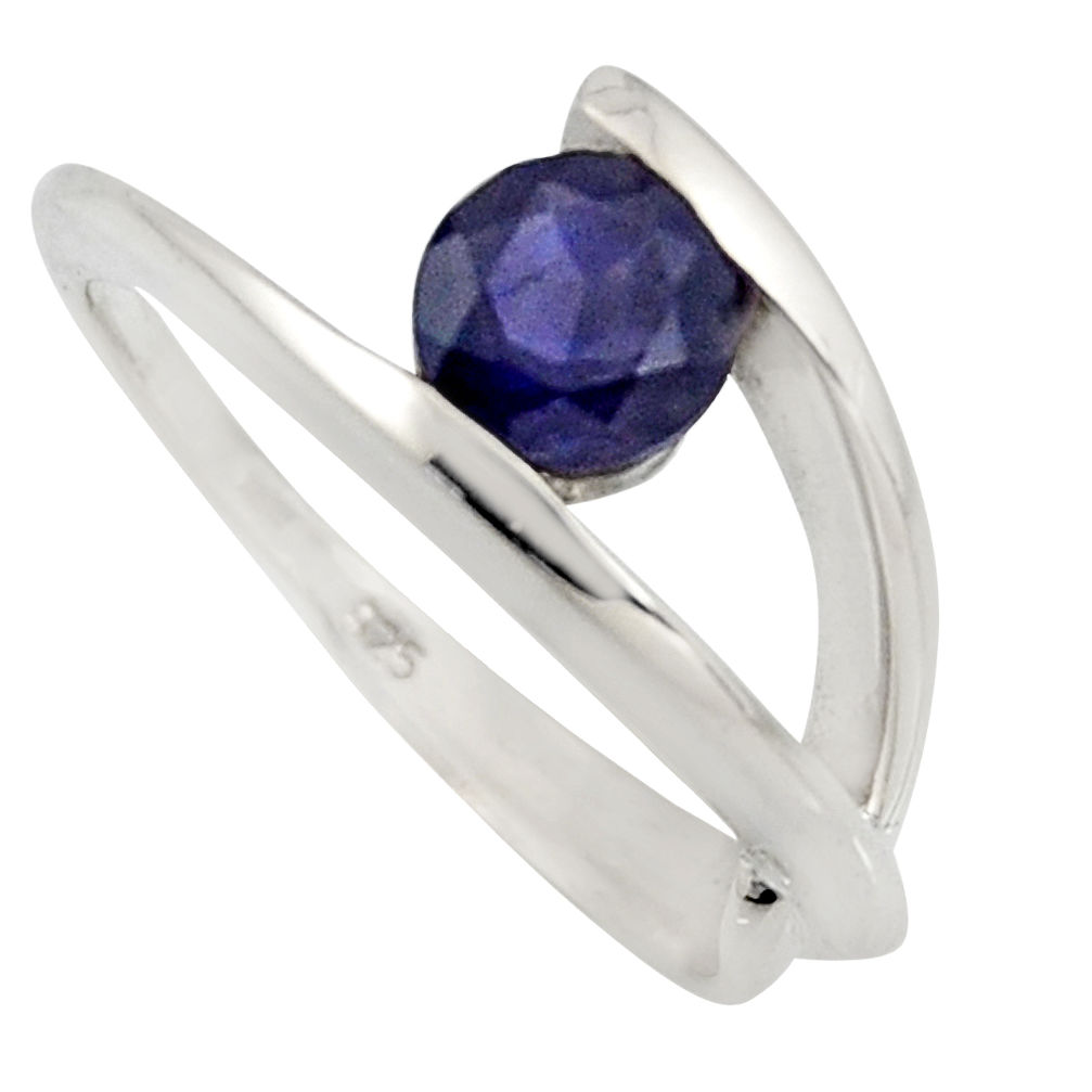 1.48cts natural blue iolite 925 sterling silver solitaire ring size 6.5 r6558