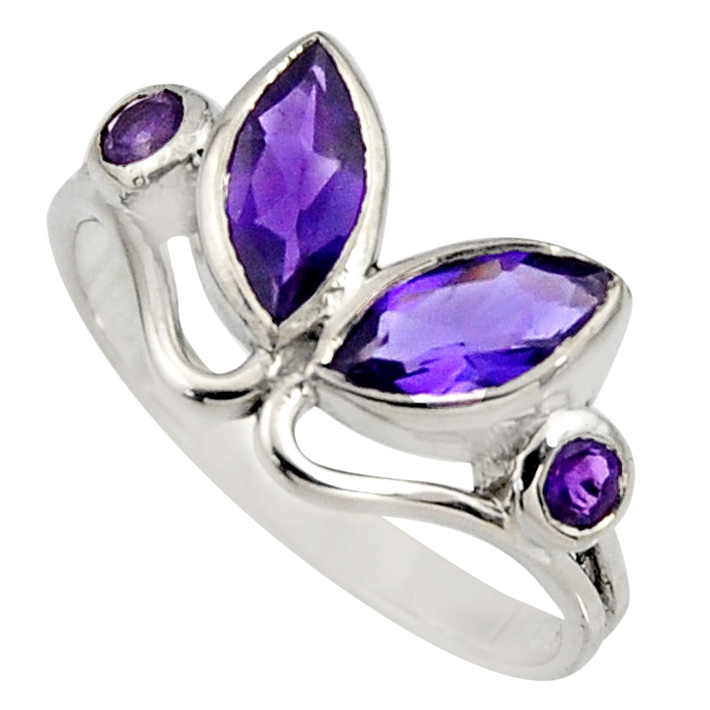 4.34cts natural purple amethyst 925 sterling silver ring jewelry size 8 r6561