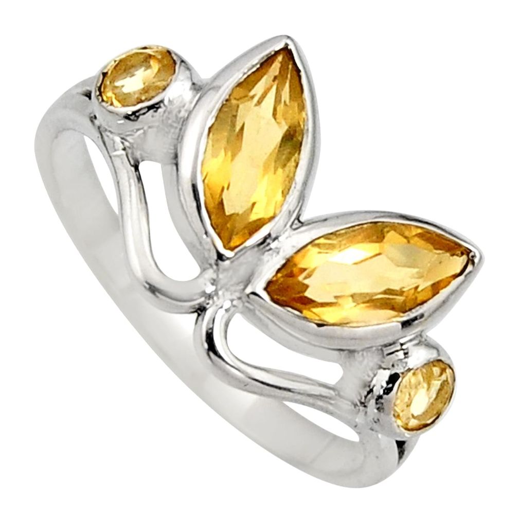 4.56cts natural yellow citrine 925 sterling silver ring jewelry size 7 r6569