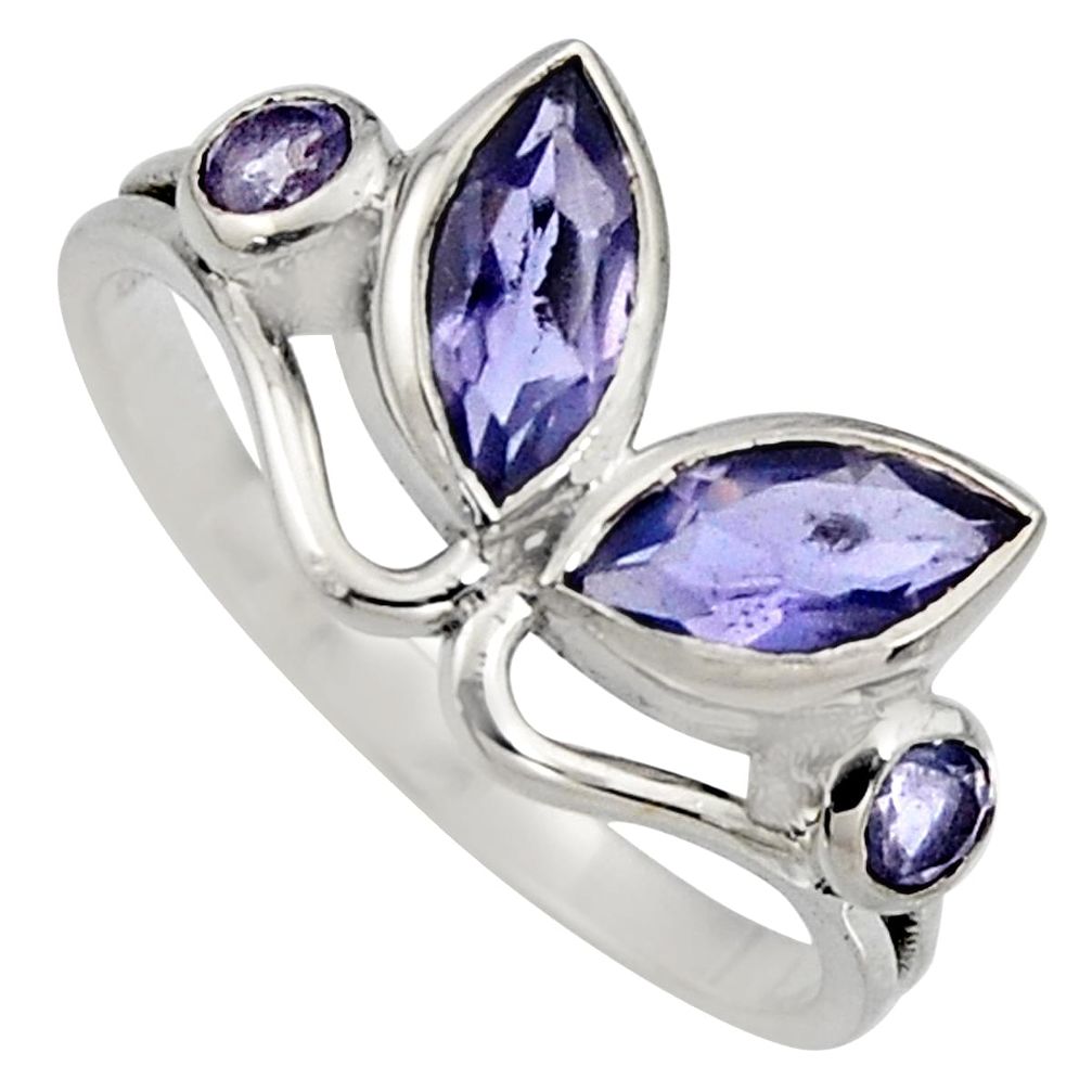 4.53cts natural blue iolite 925 sterling silver ring jewelry size 7 r6580