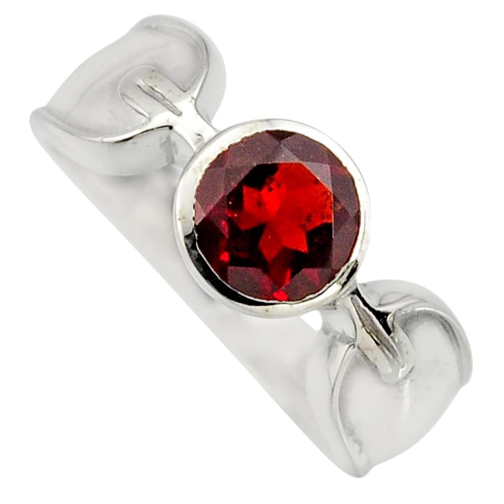 2.63cts natural red garnet 925 sterling silver solitaire ring size 7.5 r6605