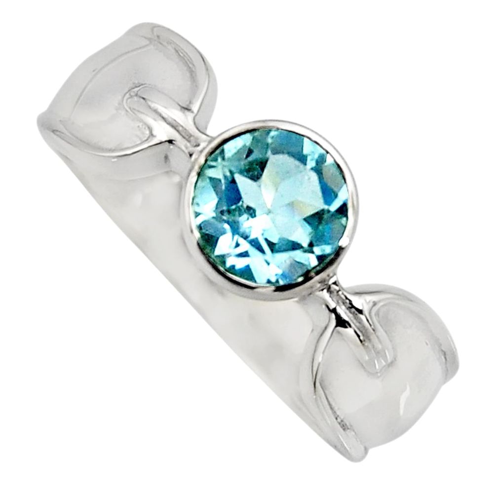 925 sterling silver 2.52cts natural blue topaz solitaire ring size 8.5 r6613