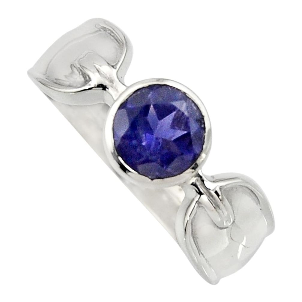 925 sterling silver 2.69cts natural blue iolite solitaire ring size 8.5 r6617