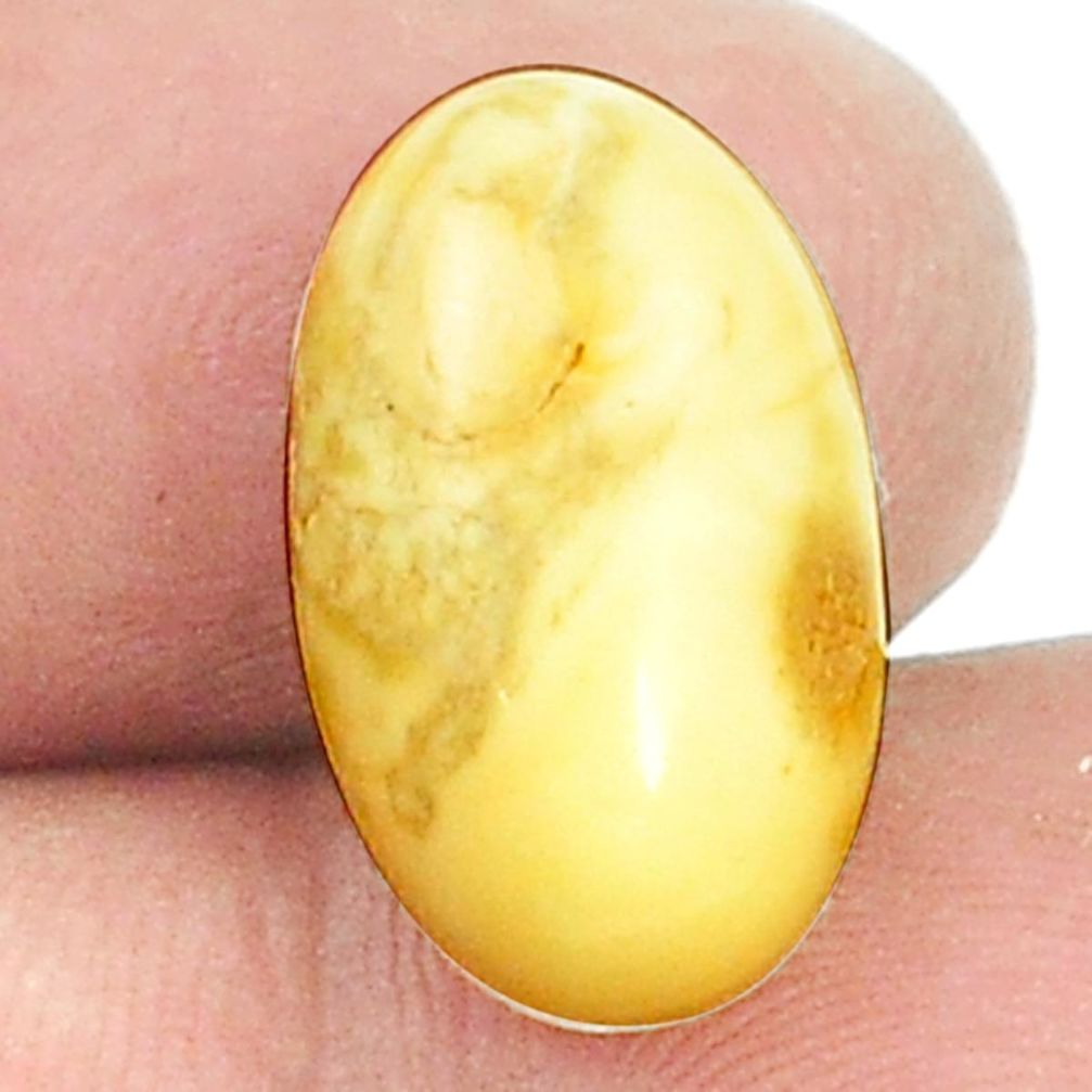 Natural 3.95cts amber bone white cabochon 16x10 mm oval loose gemstone s1204