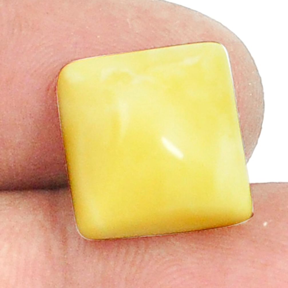 Natural 3.95cts amber bone white cabochon 12x12 mm square loose gemstone s1205