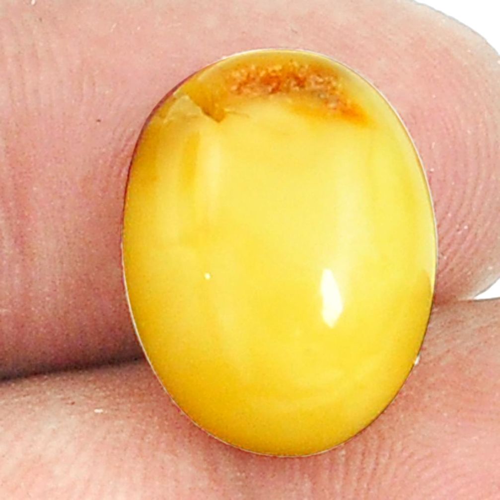 Natural 3.95cts amber bone white cabochon 16x12 mm oval loose gemstone s1214