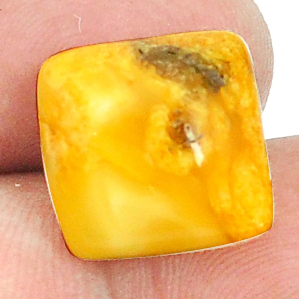 Natural 4.90cts amber bone white cabochon 14x14 mm cushion loose gemstone s1217