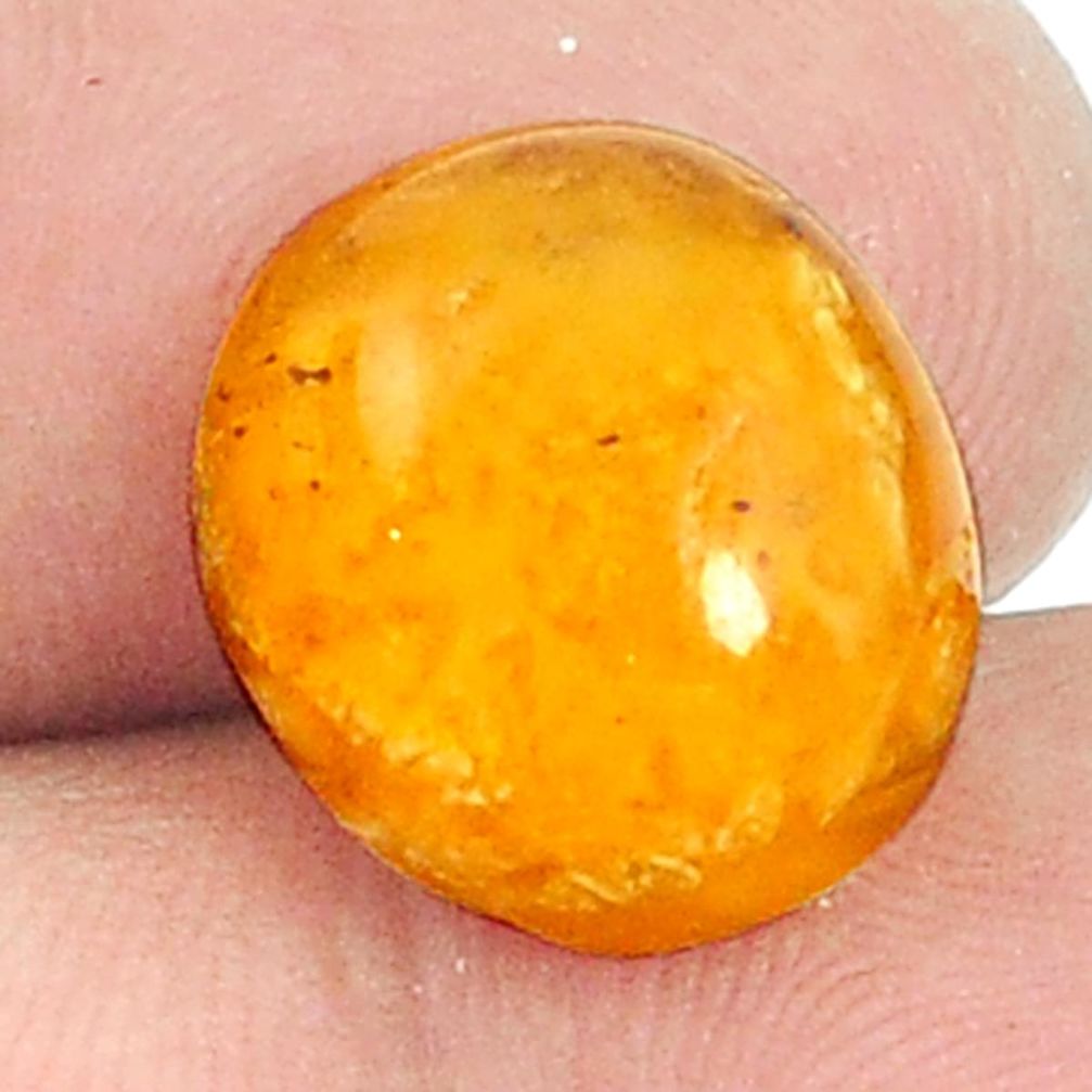 Natural 2.85cts baltic amber poland orange cab 13x12mm oval loose gemstone s1227
