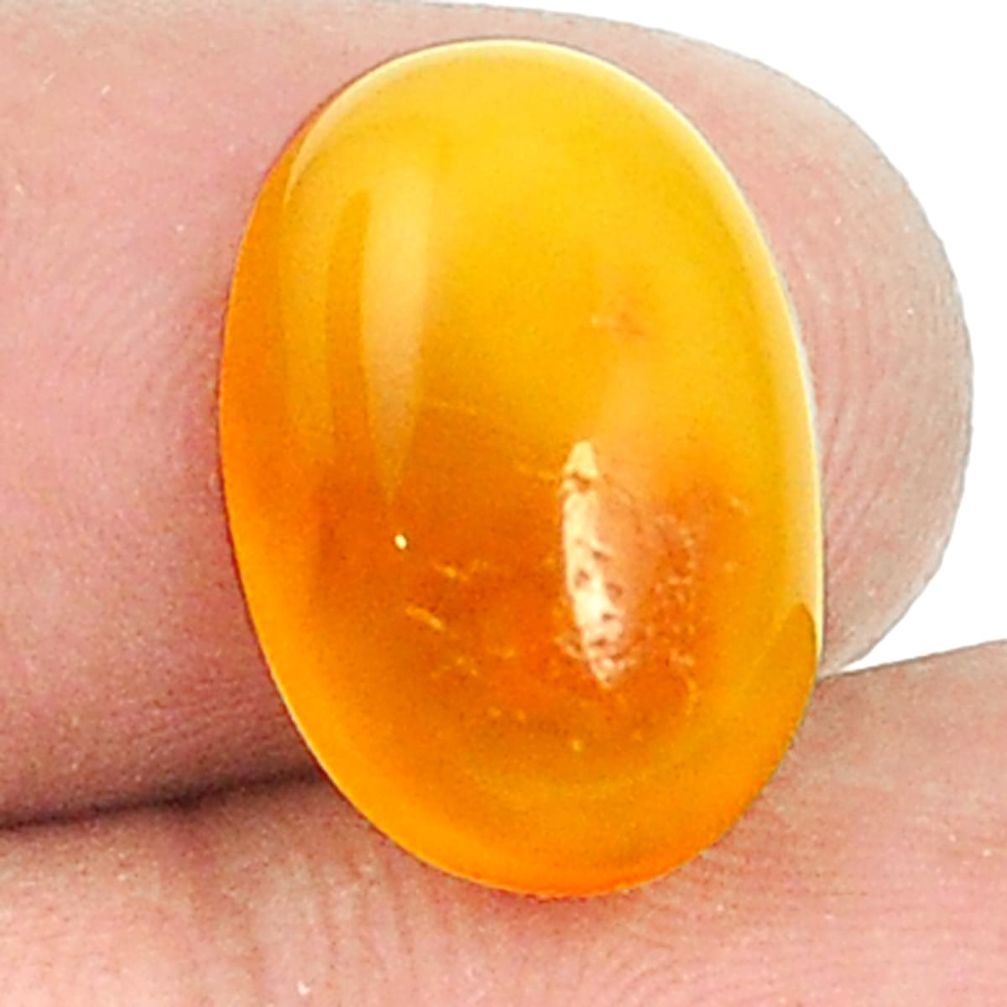 Natural 2.65cts baltic amber poland orange cab 16x11mm oval loose gemstone s1232