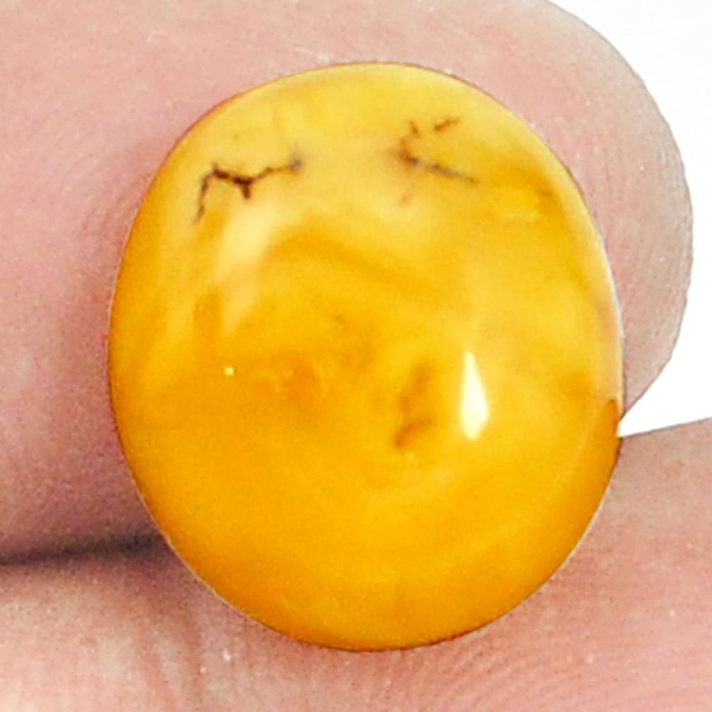 Natural 4.85cts baltic amber poland orange cab 15x13mm oval loose gemstone s1237
