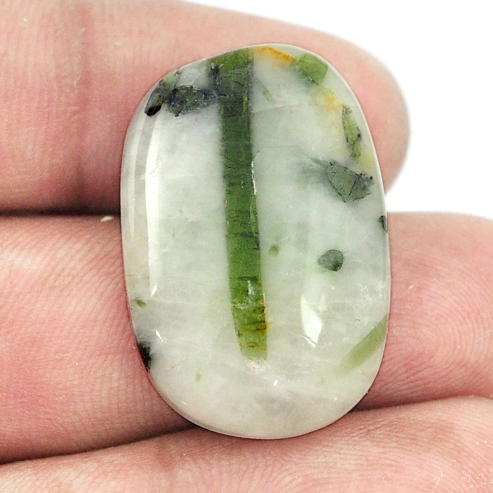 Natural 25.60cts tourmaline in quartz green 28x18 mm loose gemstone s1468