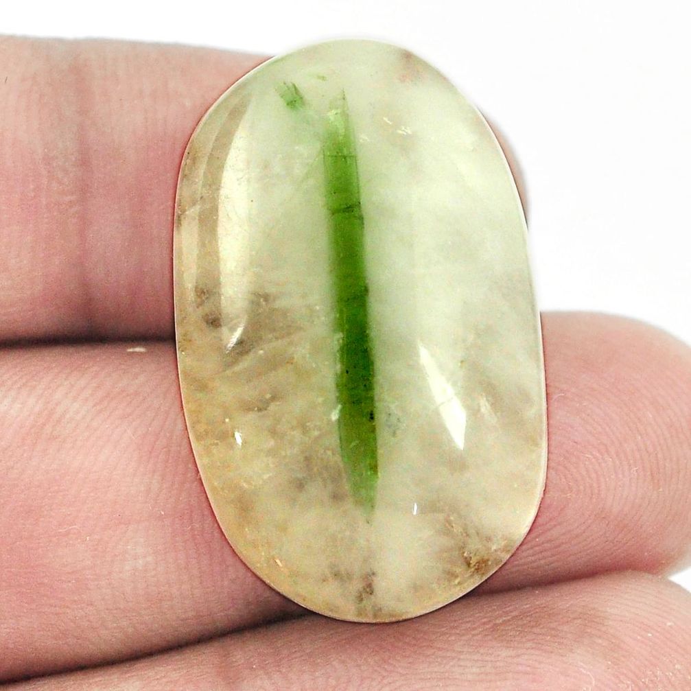 Natural 34.40ct tourmaline in quartz green 30x19mm oval loose gemstone s1470