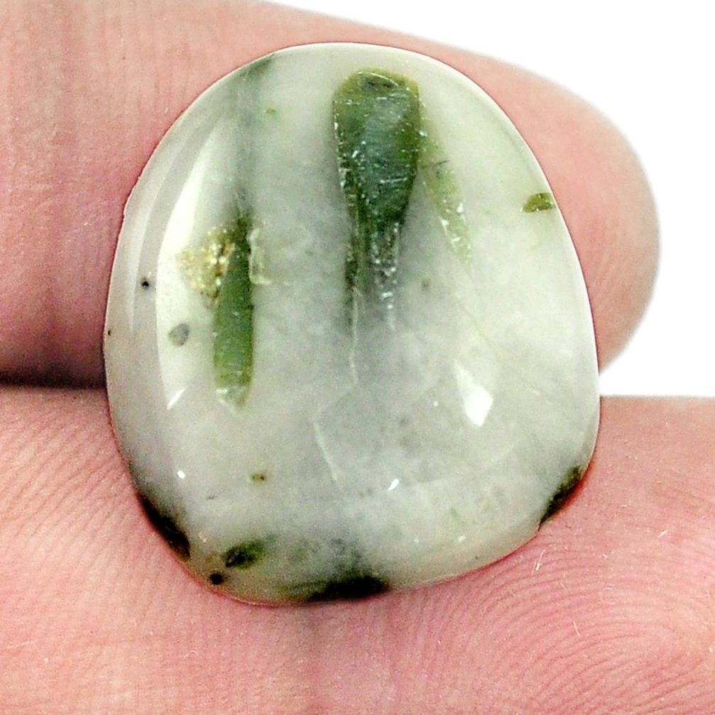 Natural 23.75ct tourmaline in quartz green cabochon 21x18mm loose gemstone s1472