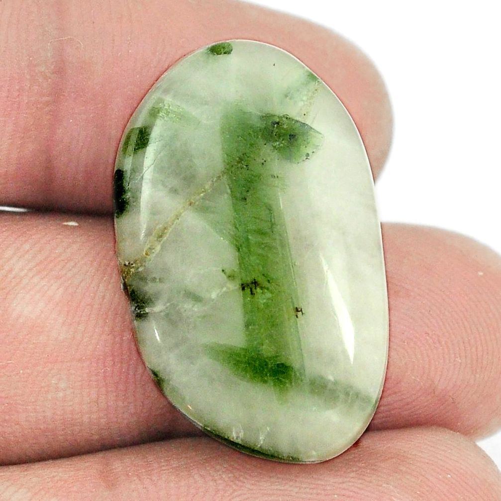 Natural 25.85ct tourmaline in quartz green cabochon 28x17mm loose gemstone s1476