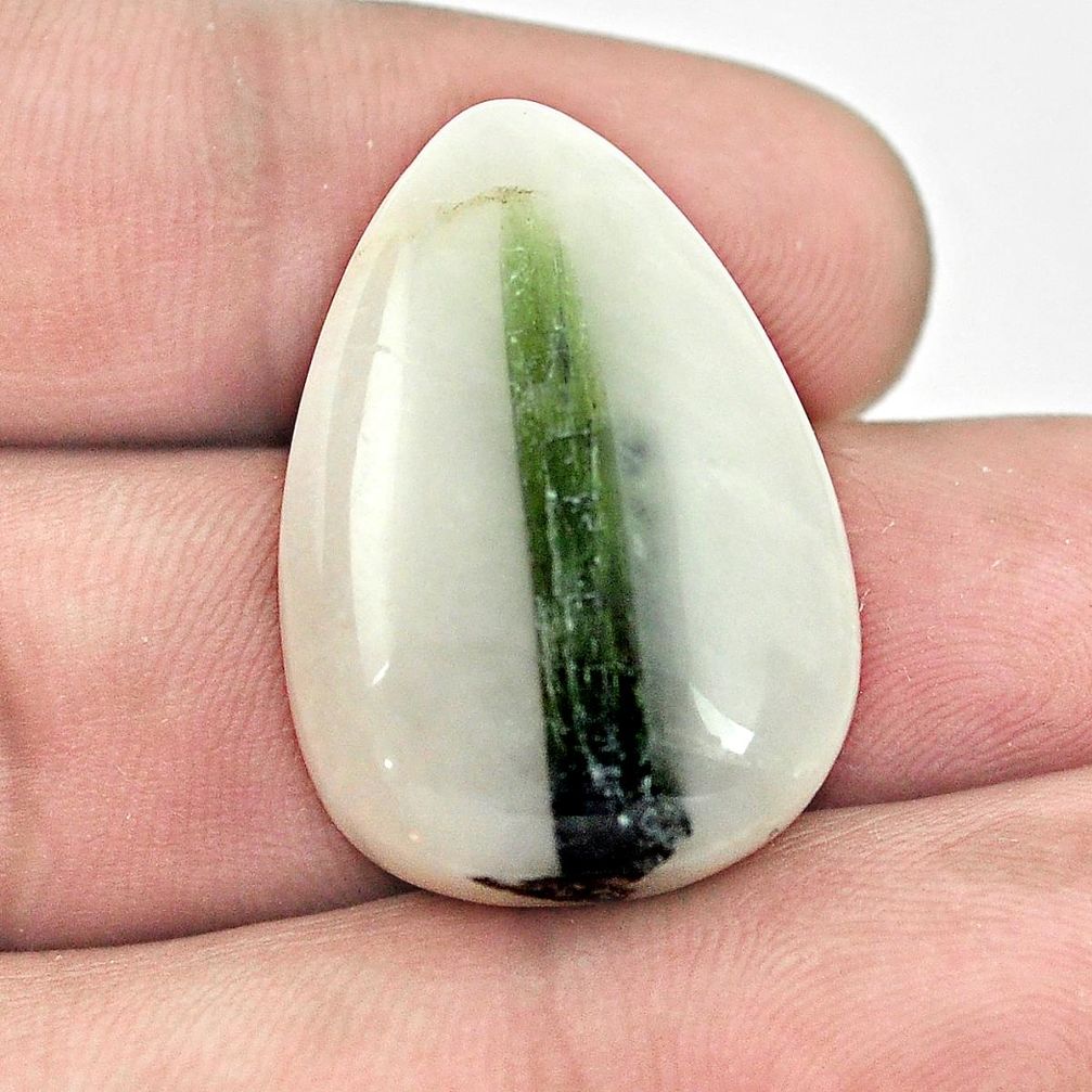Natural 36.05cs tourmaline in quartz green 28x19mm pear loose gemstone s1483