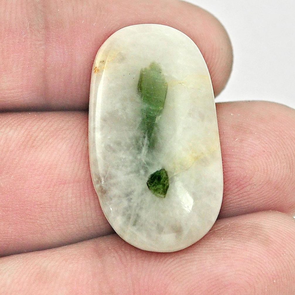 Natural 16.05ct tourmaline in quartz green cabochon 28x16mm loose gemstone s1488