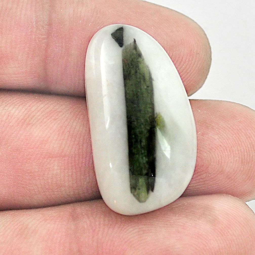 Natural 25.80ct tourmaline in quartz green cabochon 27x15mm loose gemstone s1489
