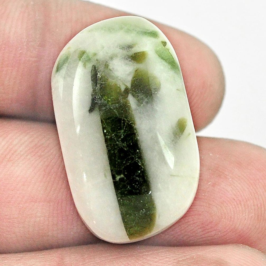 Natural 33.70ct tourmaline in quartz green cabochon 27x16mm loose gemstone s1492