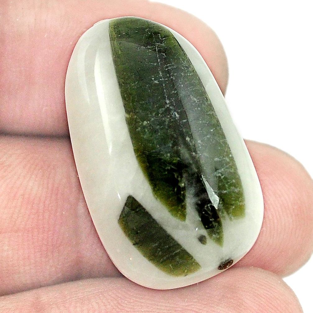 Natural 39.90ct tourmaline in quartz green cabochon 27x17mm loose gemstone s1495