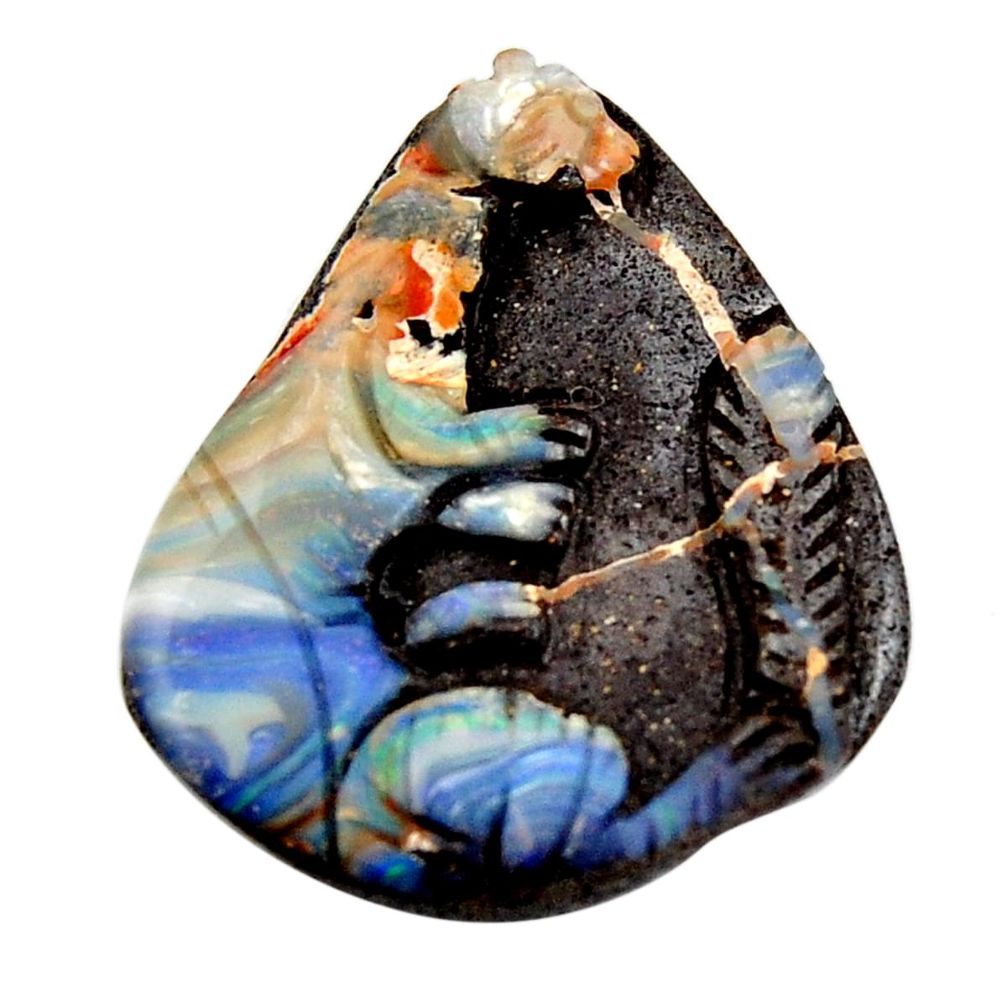 Natural 29.45cts boulder opal carving brown 32x27.5 mm loose gemstone s15367