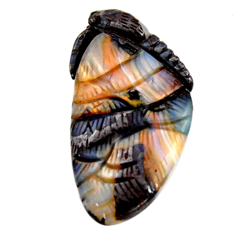 Natural 53.45cts boulder opal carving brown 42.5x23 mm loose gemstone s15368
