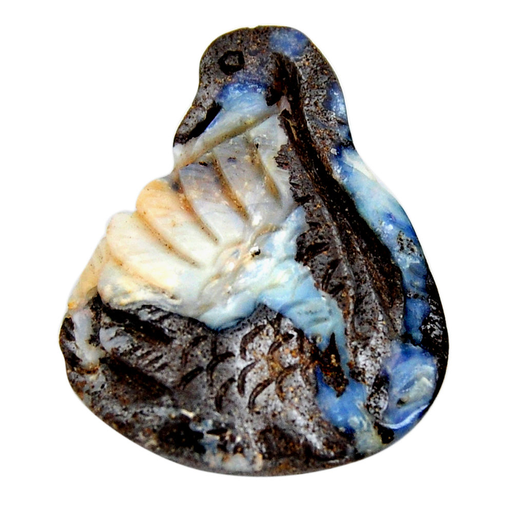 Natural 52.40cts boulder opal carving brown 39x30 mm fancy loose gemstone s15369