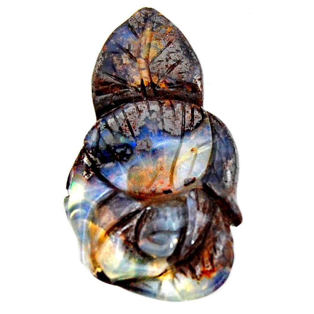 Natural 43.45cts boulder opal carving brown 38.5x22 mm loose gemstone s15376