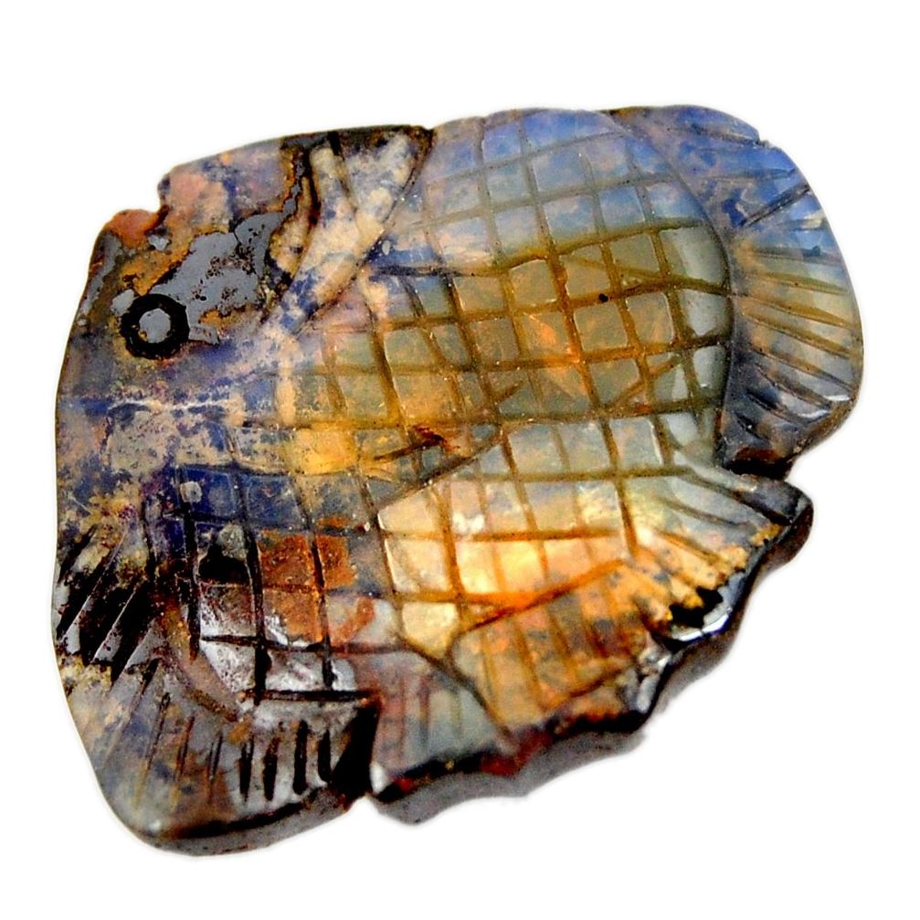 Natural 31.30cts boulder opal carving 26.5x23.5mm elephant loose gemstone s15386