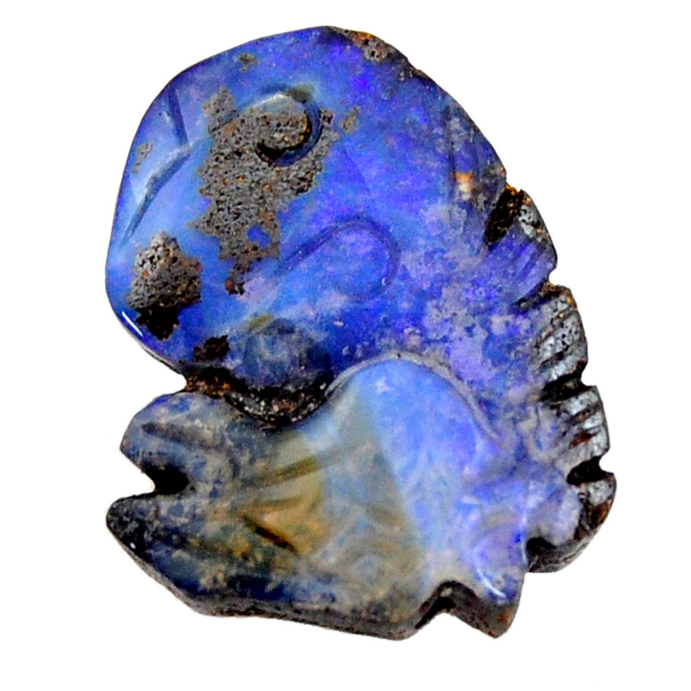 Natural 11.30cts boulder opal carving brown 18x14 mm fancy loose gemstone s15423
